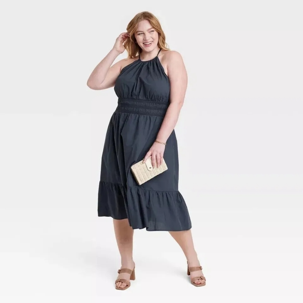 Target Brand A New Day Women's Sleeveless Poplin Dress - Midi Navy Blue- 2x